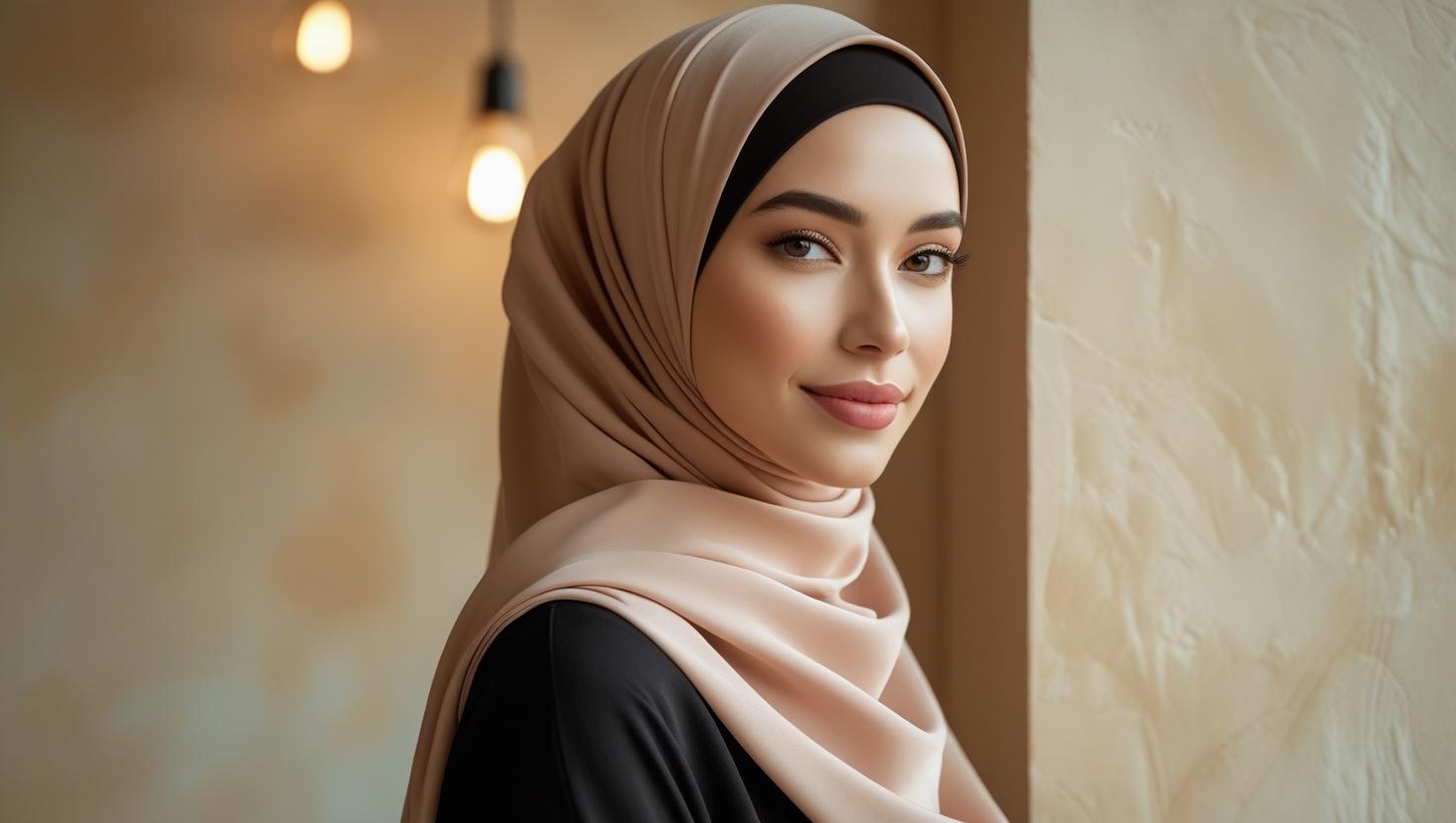 I need website banner picture of muslim hijab product with nice looking background professional model (1)