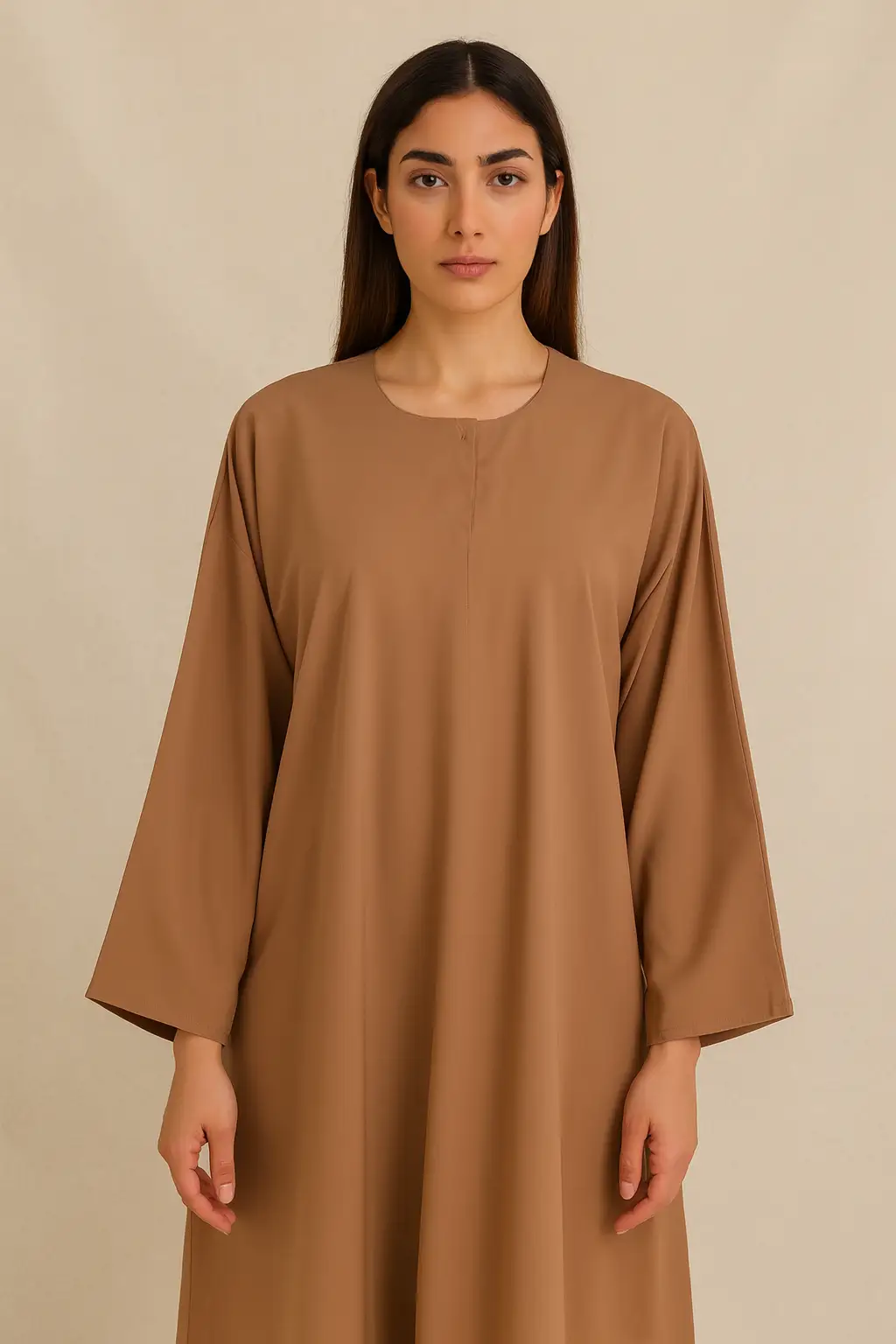 Classic Everyday Abaya – Camel Brown - Image 2